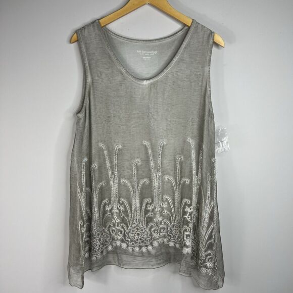 Soft Surroundings Tops - Soft Surroundings Sophia Top Womens Silk Embroidered Tunic Beaded Sz Med Petite